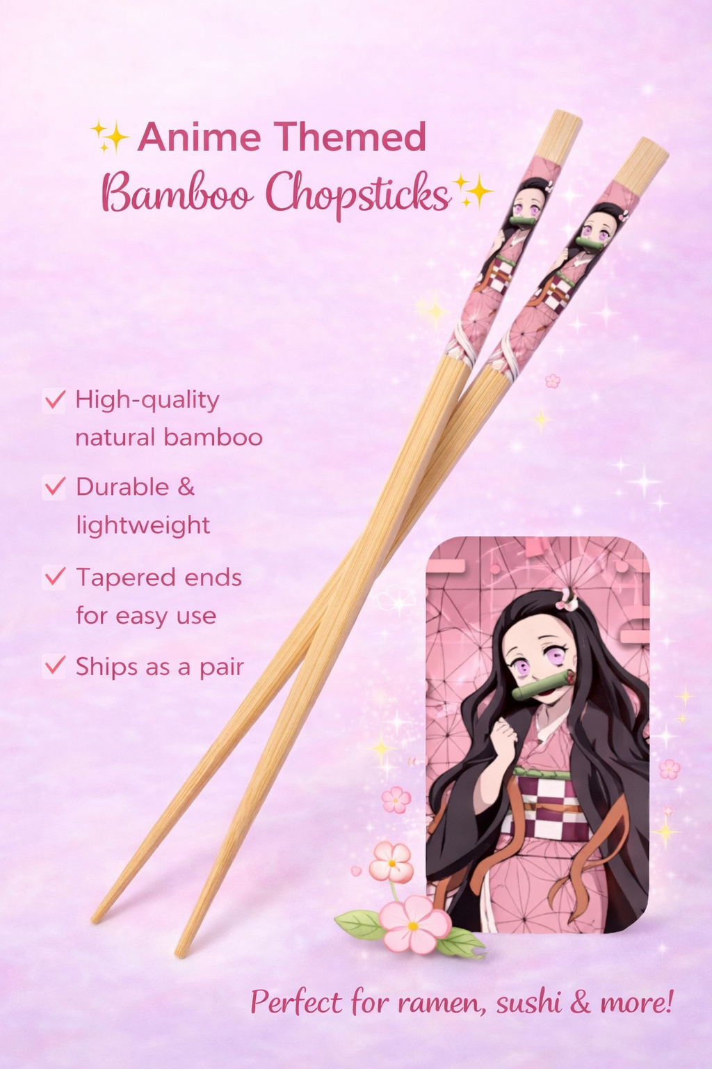 Anime Girl Wooden Bamboo Chopsticks