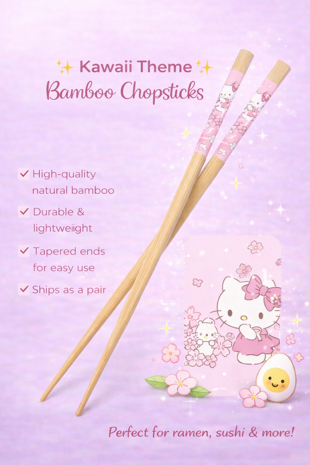 Kitty Cartoon Wooden Bamboo Chopsticks
