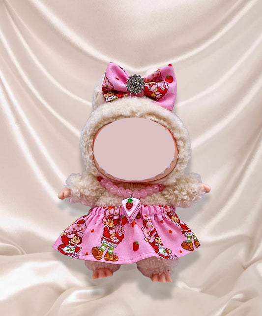 Handmade Monster Doll Plushie Keychain Strawberry Girl Clothing Set