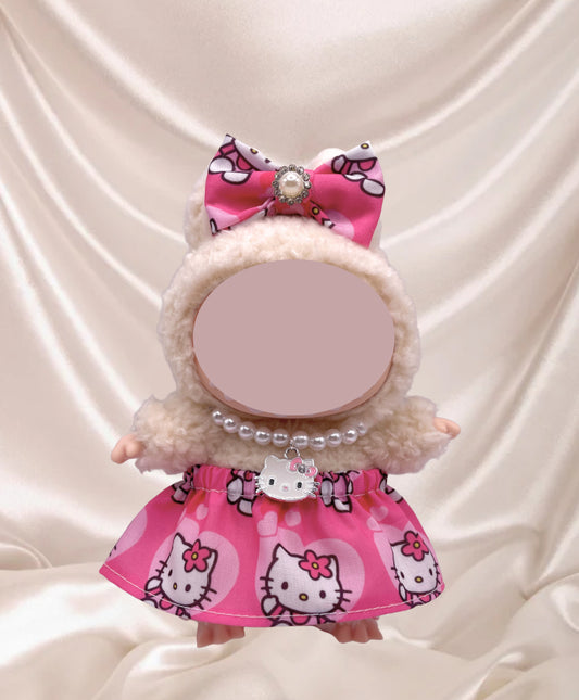 Handmade Monster Doll Plushie Keychain Cartoon Kitty Clothing Set