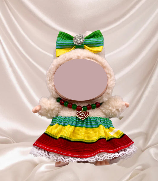 Handmade Monster Doll Plushie Keychain Mexican Clothing Set