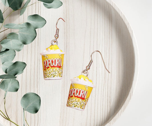 Popcorn Food Bowl Design Earrings