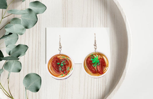 Ramen Food Bowl Design Earrings