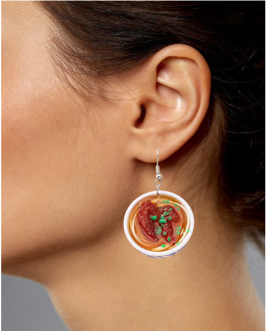 Ramen Food Bowl Design Earrings