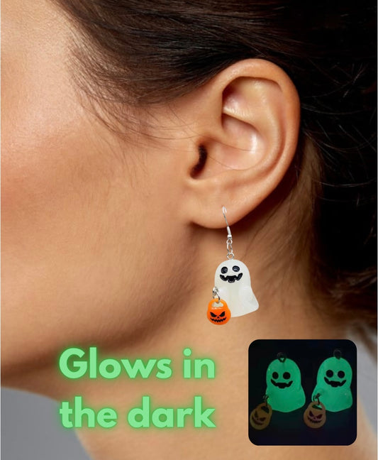 Halloween Glow in the Dark Ghost Acrylic Earrings