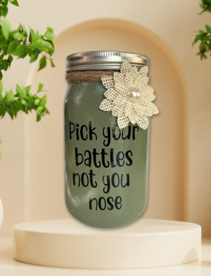 Army Green "Tissue For Your..." Mason Tissue Jar